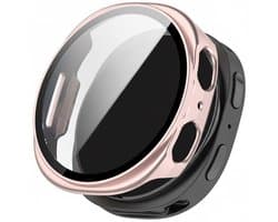 Screenprotector case - geschikt voor Samsung Galaxy Watch 8 - 40mm - full cover hoesje - gehard glas - 40 mm - volledige bescherming - rose