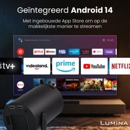 Lumina® Pro Mini Beamer 2026 – Android 14 Smart Projector met Google Playstore – Thuisbioscoop – Voor iOS & Android – WiFi 6 & Bluetooth 5.4 – Zwart — thumbnail 2