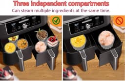 2-Pack Siliconen Eiervormen - 3 Cups Airfryer Eier Moulds met 135 ml - Anti-aanbak, Herbruikbaar en Vaatwasser Veilig - Grijs — thumbnail 5