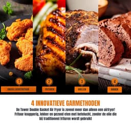 MMP® Dubbele Airfryer - Heteluchtfriteuse - Duo Airfryer - 9 L - 36x40x32cm - Zwart — thumbnail 2