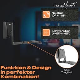 Luidsprekerhouder voor Sonos Era 300 - Wandhouder met Kabelmanagement, Draaibaar tot +/-45°, 3kg Draagkracht, Zwart — thumbnail 5