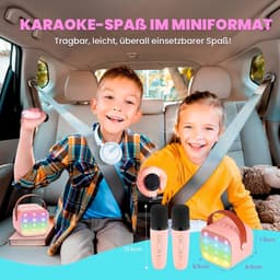 Karaokemachine - Wordt geleverd met 2 karaokemicrofoons - Premium Mini Karaokemachine - Kinderkaraokemachine met microfoon - Kinderdagcadeau/speelgoed - Geschikt voor kinderen van 3-12 jaar oud - Muziekluidspreker -Blauw — thumbnail 4