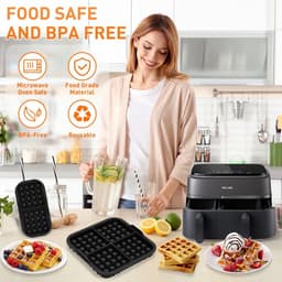 4 stuks Air Fryer Accessories - geschikt voor Philips Airfryer Dual Basket 3000 Series NA350 - Includes Waffle Mold Accessories en Bakplaat - grijs — thumbnail 3