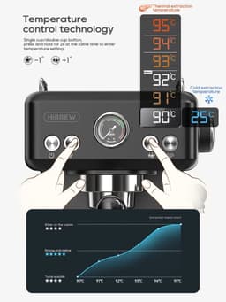 Trendique - Espressomachine - Koffiezetapparaat - Koffiemachines - Roestvrijstaal - zilverkleur -58 mm filter - 20 bar druk — thumbnail 5