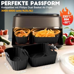 Accessoires Siliconen Heteluchtfriteuse Gescht voor Philips Dual Basket Airfryer 3000-5000 Serie 9L(6L/3L), Airfryer Siliconen voor Cookwise Dual Zone 9L(3L/6L) — thumbnail 5