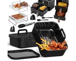 Accessoires Gescht voor Ninja Foodi Max Dual Zone AF400EU 9,5L/Foodi Flexdrawer AF500EU 10,4L, Siliconen Ovenschalen met Deksel Herbruikbare Siliconenvorm Accessoires voor Andere Dual Zone Airfryer