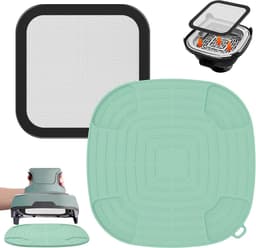 Airfryer accessoires Gescht voor Ninja CRISPi 1x roestvrij staal fijnmazige spatbescherming + 1x siliconen hittebestendige onderlegger voor Ninja heteluchtfriteuse FN101EUGY, FN101EUST en — thumbnail 1