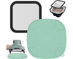 Airfryer accessoires Gescht voor Ninja CRISPi 1x roestvrij staal fijnmazige spatbescherming + 1x siliconen hittebestendige onderlegger voor Ninja heteluchtfriteuse FN101EUGY, FN101EUST en