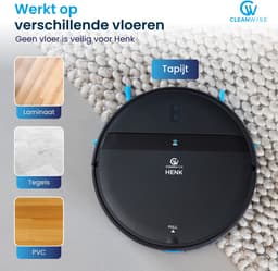 CleanWise Henk Robotstofzuiger + Onderhoudspakket – Nederlands Product – Voor Huisdieren – Met Dweilfunctie & Laadstation – Dweilrobot – 4500 Pa – HEPA 14 – Ultra dun 7,4 cm – App & Spraakbediening – Voor Huisdierharen, Harde Vloeren & Tapijt — thumbnail 7