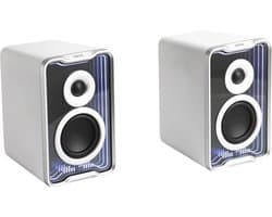 Actieve Desktop Speakers met Bluetooth V5.4 en Dynamische Lichteffecten - 30 Watt RMS - Wit