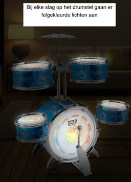 WK Kinder Lichteffecten Drumstel met 5 Trommels & 7-Kleuren LED – 73×59×31cm – Jazz Drum Speelgoed voor Jongens & Meisjes – Drumstel voor Beginners – Educatief Speelgoed met Realistische Geluiden - Geel — thumbnail 5