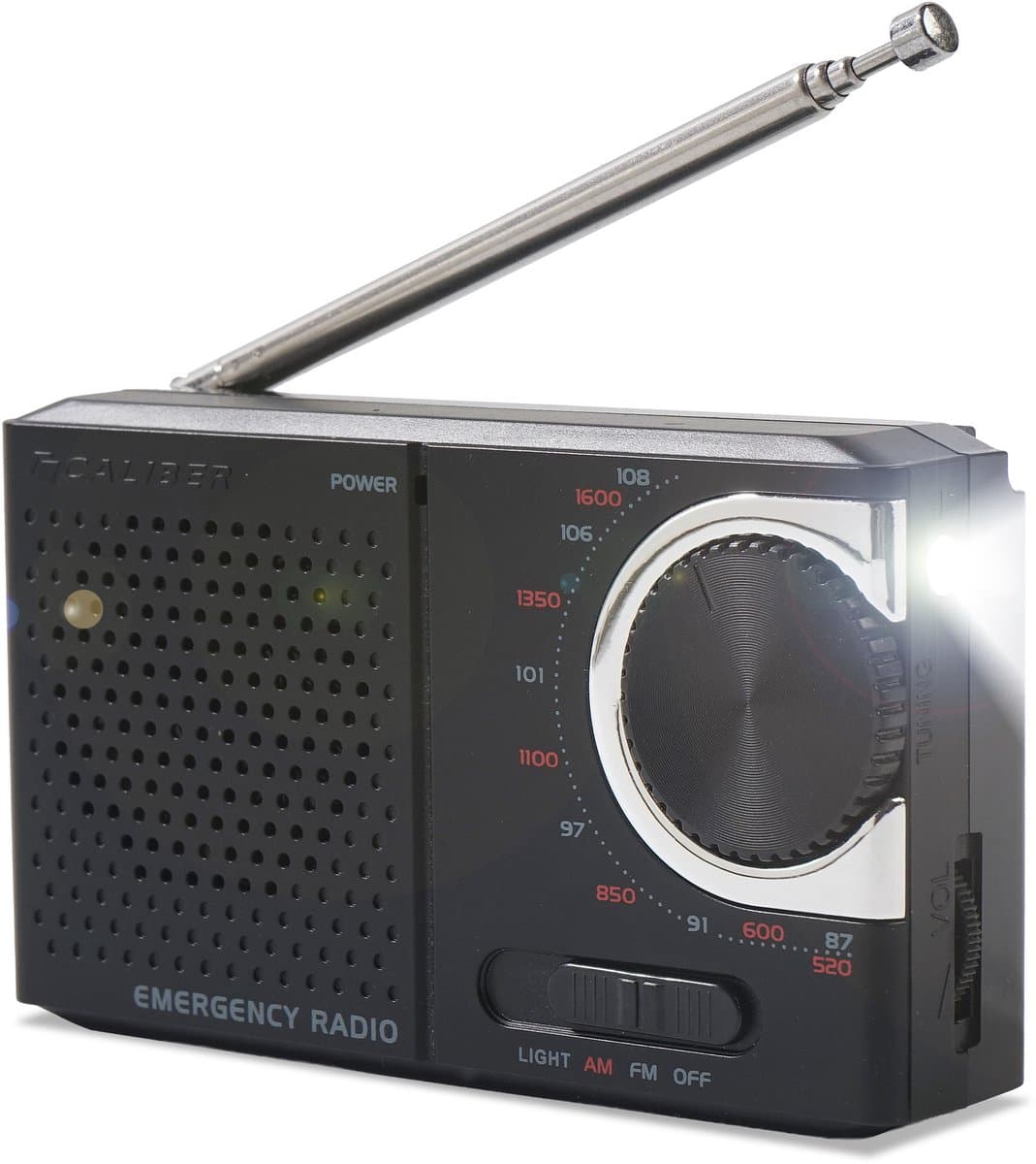 Caliber Noodradio - Radio op Batterijen - Draagbare Radio - Met Zaklamp - Zwart — afbeelding 1