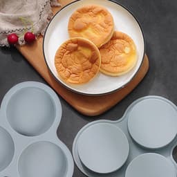 Oneay 2-delige set - Siliconen ovenvormen voor airfryers, antiaanbakvormen voor hamburgerbroodjes, ronde eiervormen voor ontbijtsandwiches, taarten en cakes — thumbnail 5