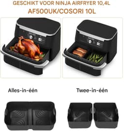 Ninja Airfryer Siliconen Accessoires 4-delig - Zwarte Bakplaten voor Ninja Foodi Flexdrawer 10.4L AF500DE/COSORI 10L - Ovenbestendig 240°C - Magnetron & Vaatwasserveilig - Herbruikbare Roosters — thumbnail 9