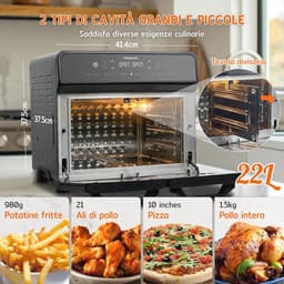 XXL Heteluchtfriteuse - 22L met 2 Kamers en Led-Touchscreen — thumbnail 2