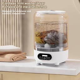 Draagbare mini wasmachine - 2600 mAh batterij - compacte wasmachine voor ondergoed, voor babykleding, linnen, huisdieren, reizen, appartement, hotel — thumbnail 2
