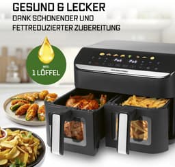 GOURMETmaxx AirGenius heteluchtfriteuse 9L met 2x4,5L kamers en 8 programma’s – geschikt voor 8 personen – touchscreen bediening — thumbnail 5