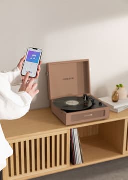 CREATE - Platenspeler Retro - Bluetooth, USB, SD, MicroSD en Mp3-recorder/speler - Mokka - RECORD PLAYER RETRO — thumbnail 4
