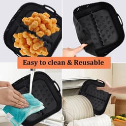 Siliconen bakvorm voor airfryer - geschikt voor 55 l en 62 l - accessoires met scheidingswanden - heteluchtfriteuse-accessoires - zwart. — thumbnail 4
