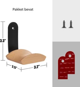 TuseRxln Koptelefoon Standaard - Headset Hanger - U-Vormige Hyperboloïde Steun Natuurlijk Berk En Aluminium - 1 - Thuis En Kantoor + Zwart — thumbnail 5