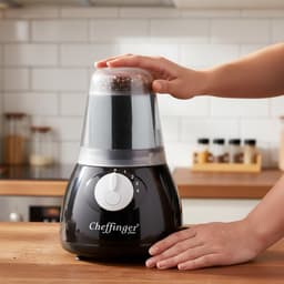Cheffinger, Blender 1,5L 1000W met 4 Snelheden en Hakmolen 6 Roestvrijstalen Messen, Zwart — thumbnail 2