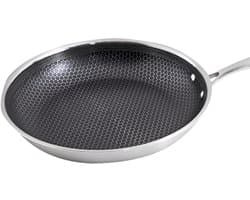 Cheffinger, Koekenpan 24 cm met honingraatcoating en lange handgreep, Zilver