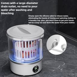 Mini draagbare wasmachine van 3 liter, Geschikt voor het wassen van huishoudkleding, sokken en ondergoed, en als reiswasmachine met centrifugefunctie. — thumbnail 5