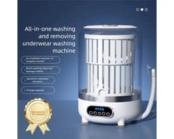 Deze multifunctionele, draagbare, oplaadbare mini-wasmachine heeft een centrifugeerfunctie en is Geschikt voor het wassen van babykleding, ondergoed en sokken. Hij wordt ook geleverd met een snoerloze wasbeker.