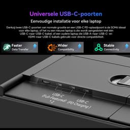 Blackview SCM6 Draagbare Monitor 14" – Extra Laptopscherm 13-17.3" – Uitbreidingsscherm – Plug & Play – 4,5mm Dun 600g Licht – IPS Full HD – TÜV Low Blue Light – 3x USB-C – 100W PD – Inclusief Kabels & Beschermhoes – Grijs — thumbnail 3
