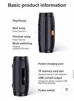 Draadloze Bluetooth Speaker – Dual Stereo Bass, 6W Power, 800mAh, 360° Surround Sound, USB/TF/FM – Portable Mini Speaker — thumbnail 4