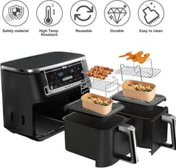 AF400EU Heteluchtfriteuse, grillrooster met 4 spiesen, airfryer-frame, 304 roestvrij staal, stoomrek, multifunctionele airfryer-accessoires, compatibel met de meeste heteluchtfriteuses AF300EU — thumbnail 7