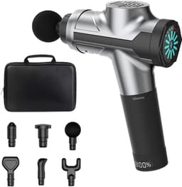 Gloovon® - Massage Gun Professioneel - Premium Massage Apparaat - Ergonomisch ontwerp - Inclusief Koffer en 12 Opzetstukken - 25.2V Borstelloze motor - Krachtig Massage Pistool - Fitness - Zilver — thumbnail 1