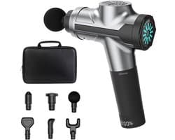Gloovon® - Massage Gun Professioneel - Premium Massage Apparaat - Ergonomisch ontwerp - Inclusief Koffer en 12 Opzetstukken - 25.2V Borstelloze motor - Krachtig Massage Pistool - Fitness - Zilver