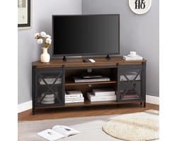 Hoek-tv-standaard tot 60 inch met opbergkasten en stopcontact - bruin