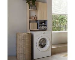 Wasmachinekast Kuba 4 legplanken, 1 draaideur-lichte eik/celadon grijs - Symbiosis - wasmachinekast_enkel - Bruin - Melamine; Spaanplaat