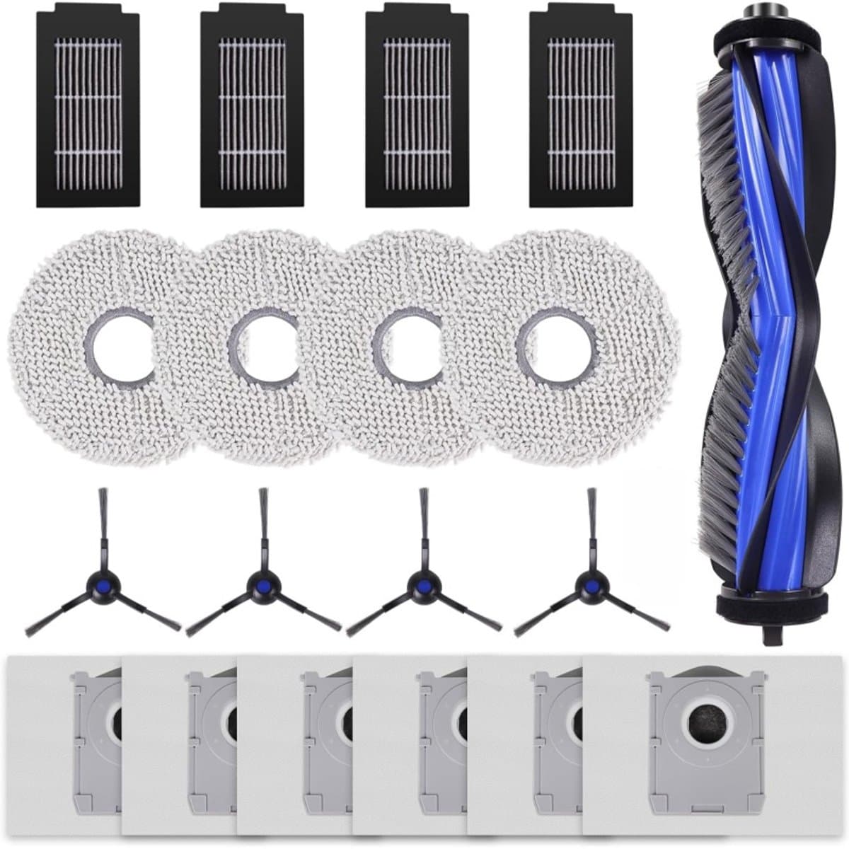 19-delige Accessoireset - Geschikt voor Ecovacs Deebot T50 Pro Omni/T50 Omni Robotstofzuiger - 1 Hoofdborstel, 4 Dweildoeken, 4 Zijborstels, 4 HEPA-filters, 6 Stofzakken - Reserveonderdelen — afbeelding 1