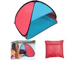 Draagbare mini strandtent - Strandtent voor honden - Luifel voor huisdieren - Luifel voor laptops in de buitenlucht - Opvouwbare luifel - Automatische draagbare mini opvouwbare luifel - Geschikt voor kamperen, wandelen en picknicks (blauw en rood).