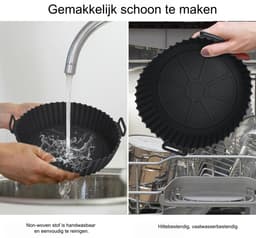 1 stuk - Airfryer siliconen bakvorm - 3D opvouwbaar rond - bakvorm - huishoudmat voor airfryer - zwart — thumbnail 4