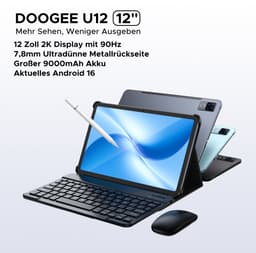 DOOGEE U12 VIP - Tablet - Tablets - 24 GB RAM + 128 GB ROM (2 TB) - Android 16 - Tablet met toetsenbord - 12 inch + 90Hz - 9000 mAh/18W - Gemini AI - UNISOC T7255 - 7,8 mm ultradun - inclusief muis - Stylus - Beschermhoes - Schermbeschermer — thumbnail 3