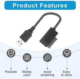 SATA naar USB Adapter - Plug & Play 13-pins Kabel voor Externe HDD, SSD en CD/DVD-ROM Speler — thumbnail 2