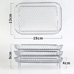3 stuks gelaagde dehydrator rekken - Airfryer Rek - met clip en verhoogde voetjes - Dehydratorrek voor airfryer ove — thumbnail 4