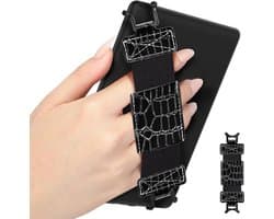 Universele armband voor 6-8 inch e-readers en tablets - Zwarte Krokodilprint - Zacht en licht ontwerp - Elastische handband