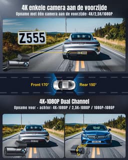AMA® Dashcam Voor en Achter - Dashcam - Parkeermonitor - Nachtzicht - App-bediening — thumbnail 4