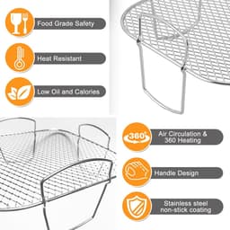 Vierkant airfryer rooster - Airfryer bakvorm - Airfryer accessoires - Roestvrij staal - 20,5 cm — thumbnail 2