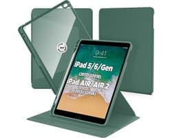360 Roterende Case voor iPad 9.7 inch 6e/5e Generatie - Schokbestendige Acryl Cover met Stand - Donkergroen