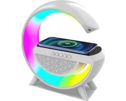 Draadloze LED-nachtlichtluidspreker met Draadloos Laadstation en RGB-lichtmodi