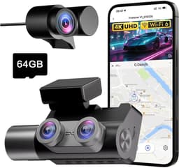Quvo® Dashcam Voor en Achter - Dashcamera - Parkeermonitor - Nachtzicht - Zwart - 6cm x 12cm x 7cm — thumbnail 1