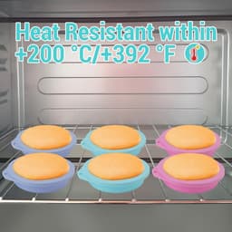 6 stuks eierpannen voor heteluchtfriteuse, bakvorm, siliconen, rond, eiervorm, voor ontbijt, sandwiches, cupcakes, roze, blauw, groen — thumbnail 2