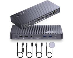 KVM Dockingstation Dual Monitor voor 2 Computers met 4K@60Hz en 65W Opladen