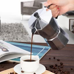 Mokapot met een inhoud van 9 kopjes, aluminium behuizing, een klassieke espressomachine voor thuisgebruik en op de camping. — thumbnail 4